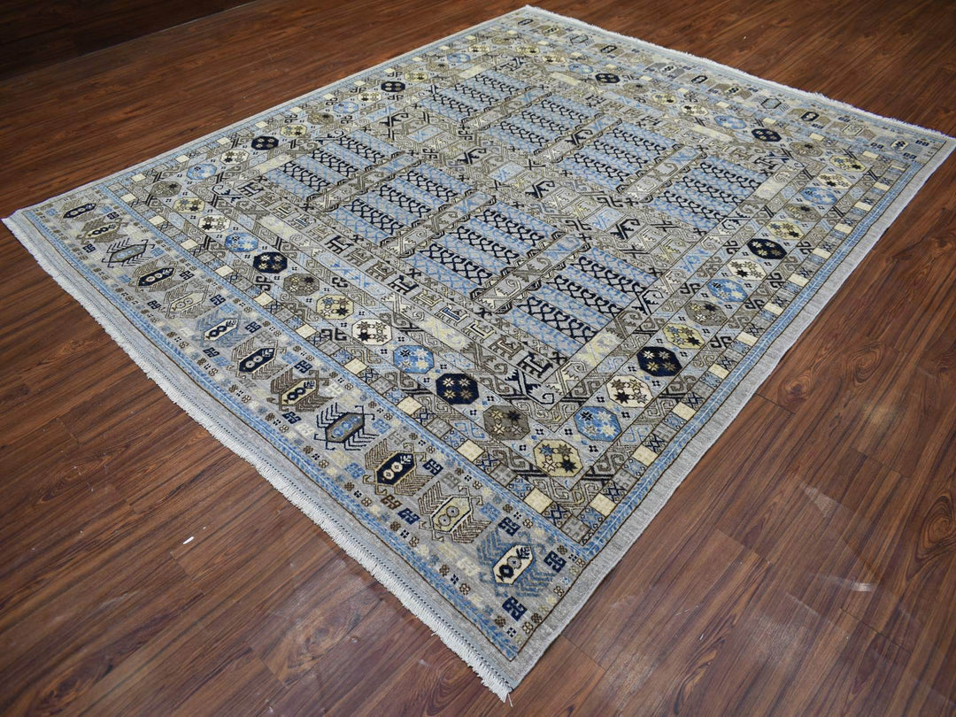 8'3" x 10'0" New Hand Knotted Grey Wool Rectangle Oriental Rug - MOA10271549
