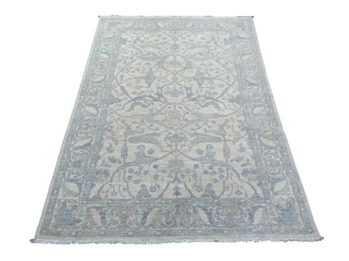 3'9" x 6'0" New Hand Knotted Ivory Wool Rectangle Oriental Rug - MOA10271566