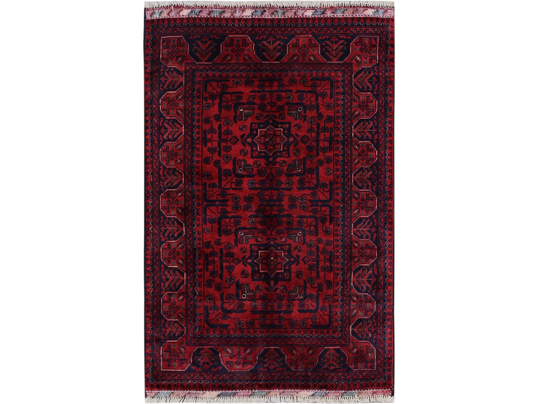 2'7" x 3'10" New Hand Knotted Red Wool Rectangle Oriental Rug - MOA102715