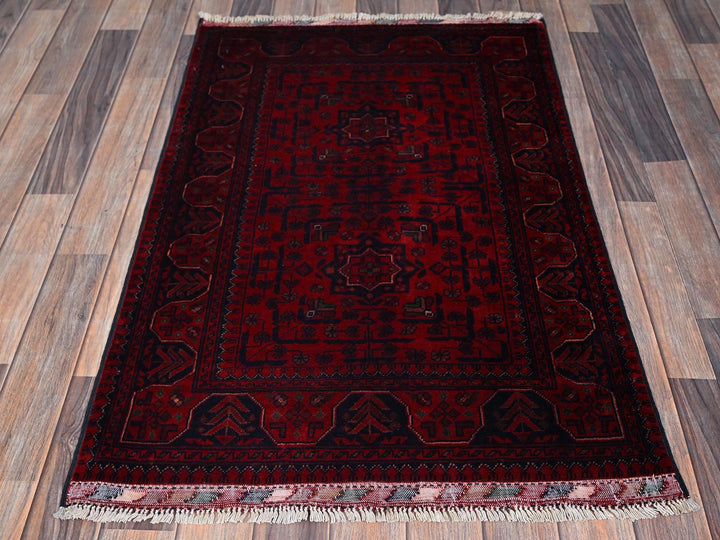 2'7" x 3'10" New Hand Knotted Red Wool Rectangle Oriental Rug - MOA102715