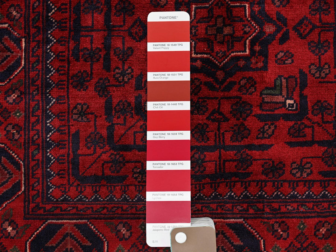2'7" x 3'10" New Hand Knotted Red Wool Rectangle Oriental Rug - MOA102715
