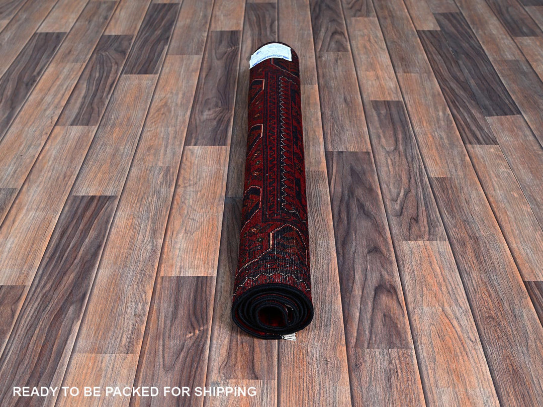 2'7" x 3'10" New Hand Knotted Red Wool Rectangle Oriental Rug - MOA102715