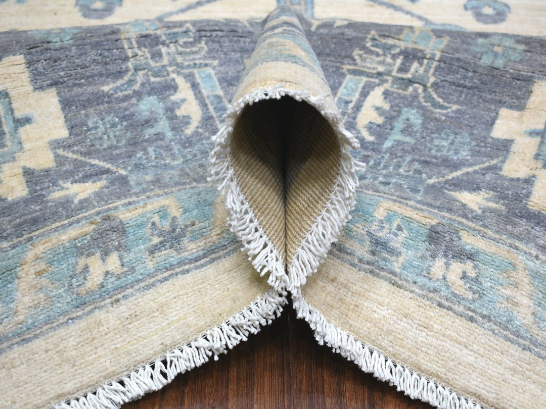 9'1" x 11'9" New Hand Knotted Ivory Wool Rectangle Oriental Rug - MOA10271619