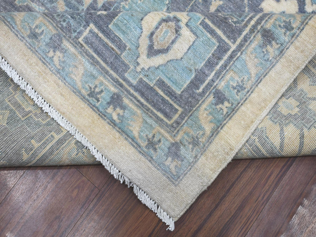 9'1" x 11'9" New Hand Knotted Ivory Wool Rectangle Oriental Rug - MOA10271619