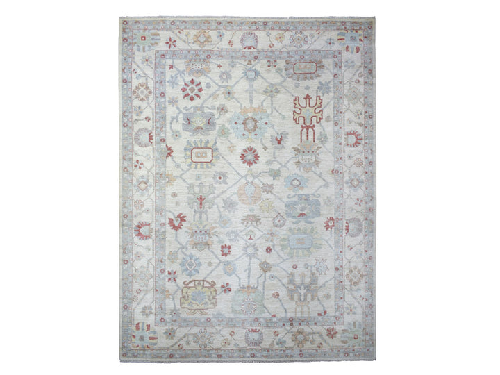 11'9" x 15'9" New Hand Knotted Ivory Wool Rectangle Oriental Rug - MOA10271628