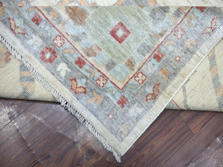 11'9" x 15'9" New Hand Knotted Ivory Wool Rectangle Oriental Rug - MOA10271628