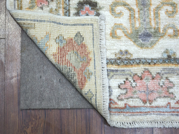 2'8" x 11'8" New Hand Knotted Ivory Wool Runner Oriental Rug - MOA10271631