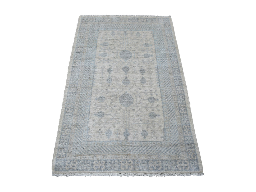 3'1" x 4'10" New Hand Knotted Ivory Wool Rectangle Oriental Rug - MOA10271634