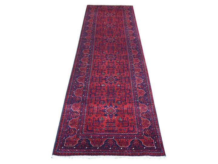2'10" x 9'9" New Hand Knotted Red Wool Runner Oriental Rug - MOA10271698