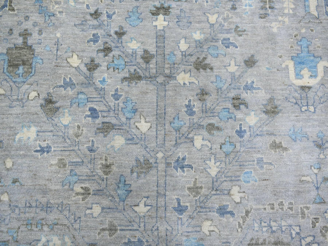 8'2" x 9'10" New Hand Knotted Grey Wool Rectangle Oriental Rug - MOA10271708