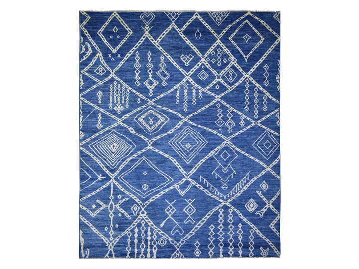 12'3" x 14'3" New Hand Knotted Blue Wool Rectangle Oriental Rug - MOA10271714