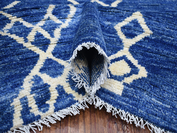 12'3" x 14'3" New Hand Knotted Blue Wool Rectangle Oriental Rug - MOA10271714