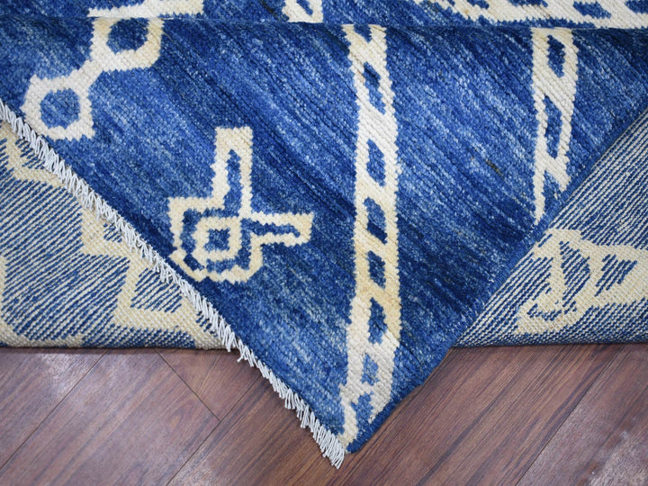 12'3" x 14'3" New Hand Knotted Blue Wool Rectangle Oriental Rug - MOA10271714