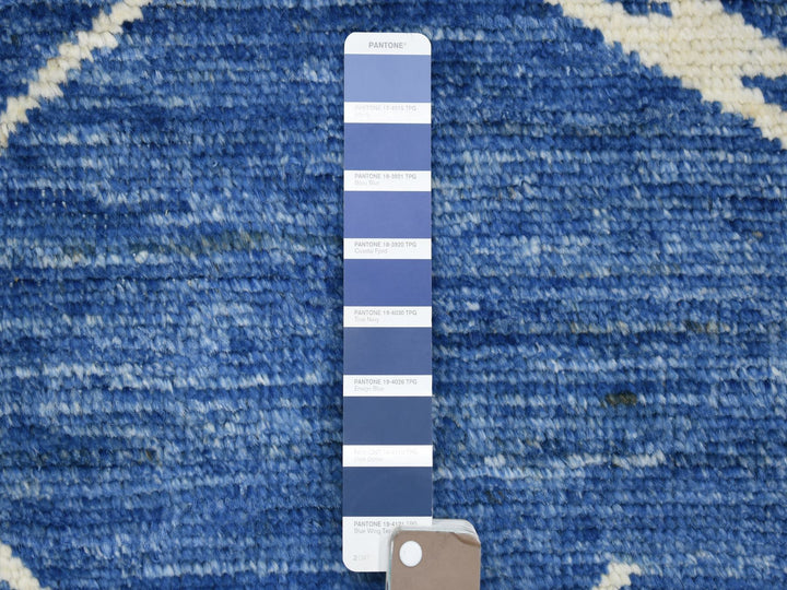 12'3" x 14'3" New Hand Knotted Blue Wool Rectangle Oriental Rug - MOA10271714