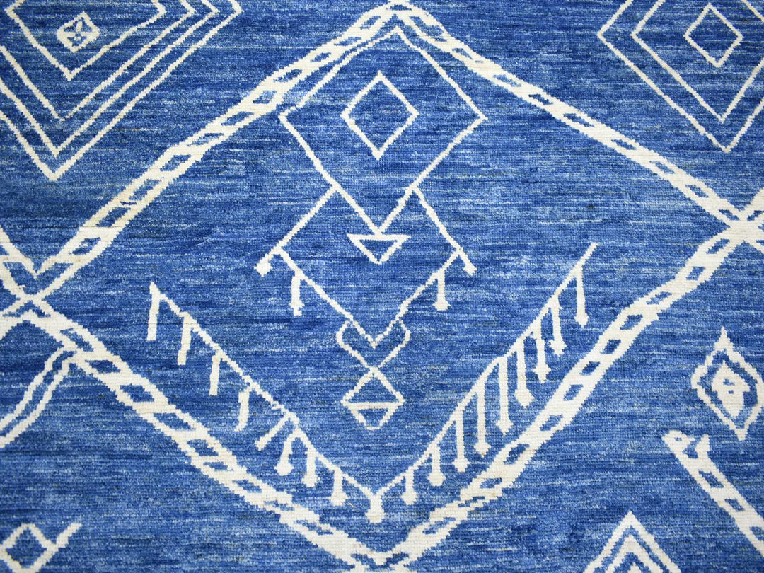 12'3" x 14'3" New Hand Knotted Blue Wool Rectangle Oriental Rug - MOA10271714