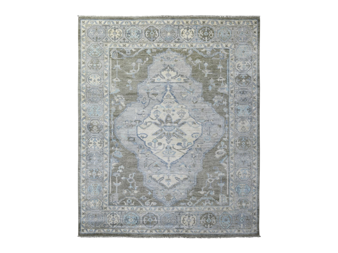 8'0" x 9'9" New Hand Knotted Brown Wool Rectangle Oriental Rug - MOA10271725