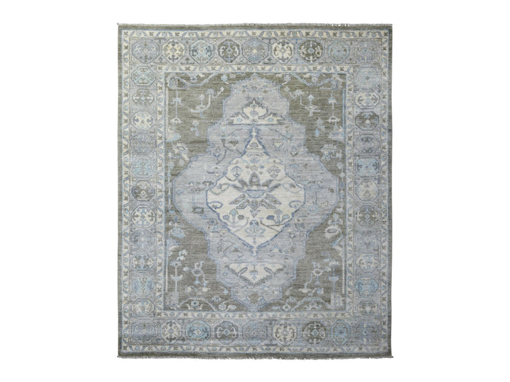 8'0" x 9'9" New Hand Knotted Brown Wool Rectangle Oriental Rug - MOA10271725