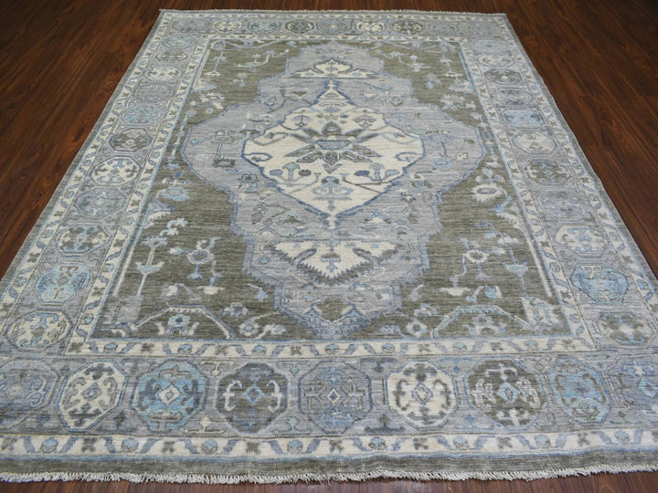 8'0" x 9'9" New Hand Knotted Brown Wool Rectangle Oriental Rug - MOA10271725
