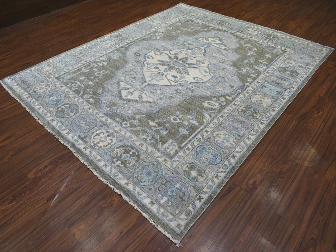 8'0" x 9'9" New Hand Knotted Brown Wool Rectangle Oriental Rug - MOA10271725