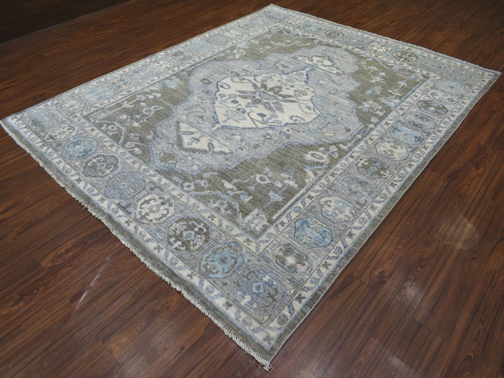 8'0" x 9'9" New Hand Knotted Brown Wool Rectangle Oriental Rug - MOA10271725