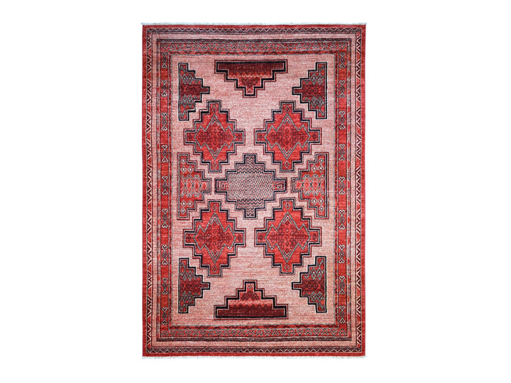 5'10" x 8'10" New Hand Knotted Red Wool Rectangle Oriental Rug - MOA10271729