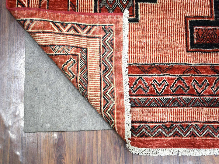 5'10" x 8'10" New Hand Knotted Red Wool Rectangle Oriental Rug - MOA10271729