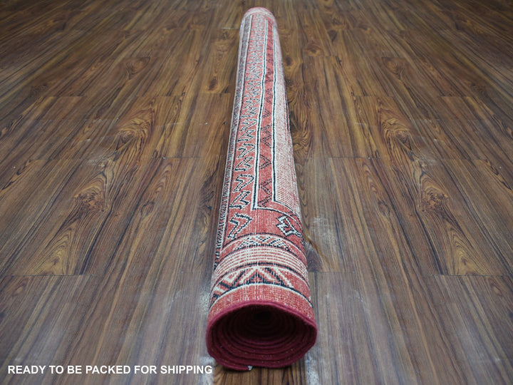 5'10" x 8'10" New Hand Knotted Red Wool Rectangle Oriental Rug - MOA10271729