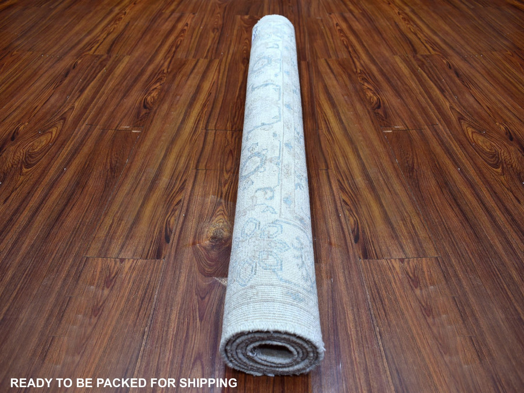 4'0" x 5'9" New Hand Knotted Ivory Wool Rectangle Oriental Rug - MOA10271733