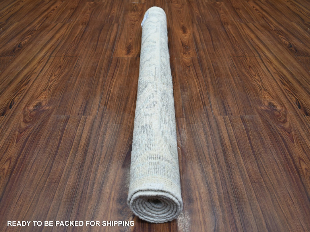 4'0" x 5'9" New Hand Knotted Ivory Wool Rectangle Oriental Rug - MOA10271759