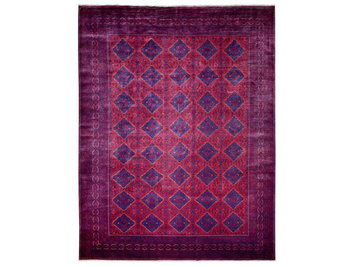 9'10" x 13'0" New Hand Knotted Red Wool Rectangle Oriental Rug - MOA10271779