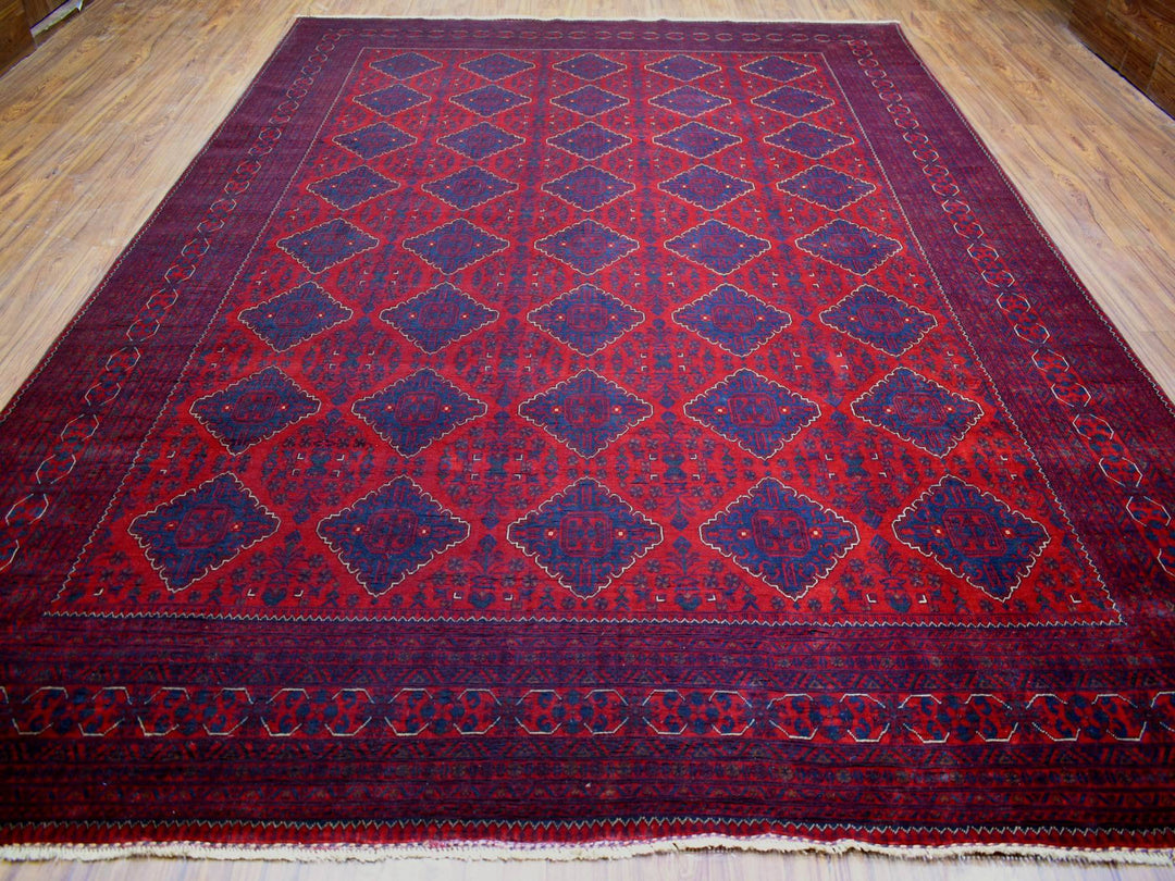 9'10" x 13'0" New Hand Knotted Red Wool Rectangle Oriental Rug - MOA10271779