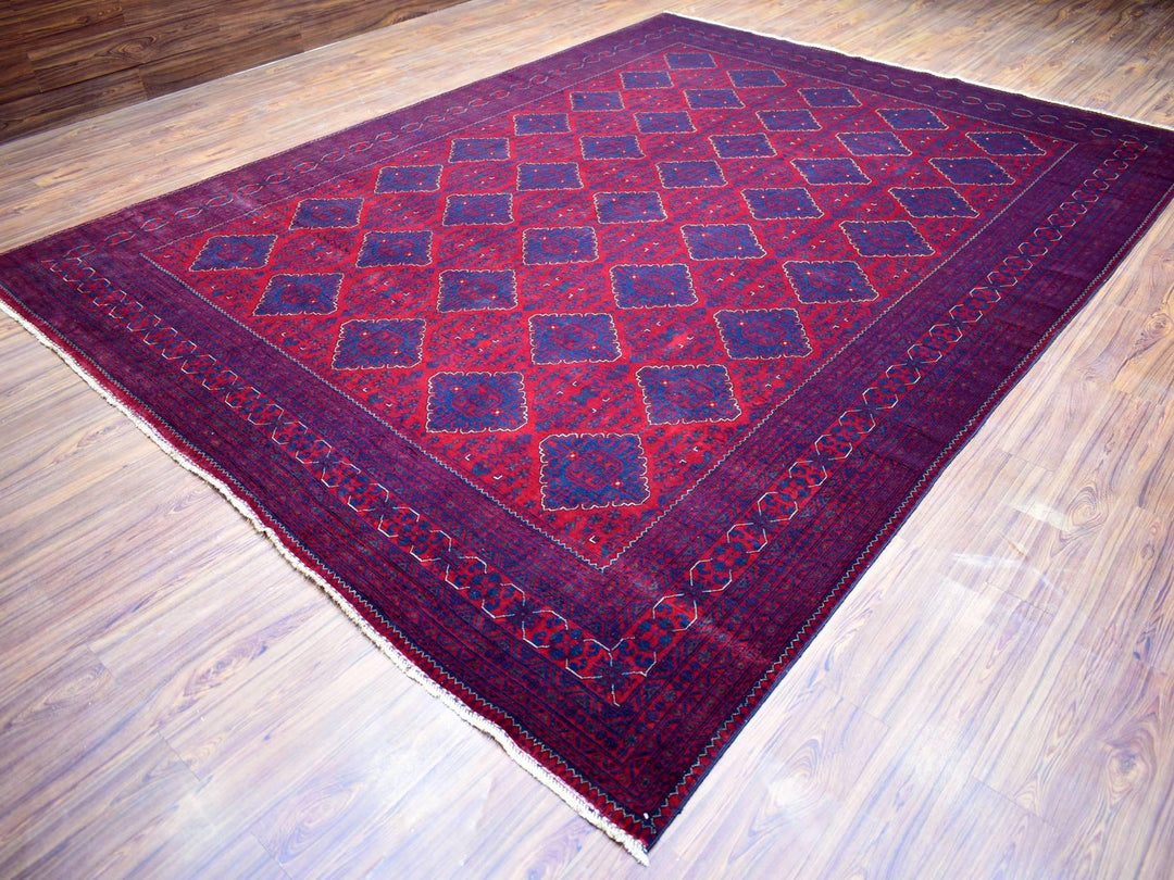 9'10" x 13'0" New Hand Knotted Red Wool Rectangle Oriental Rug - MOA10271779