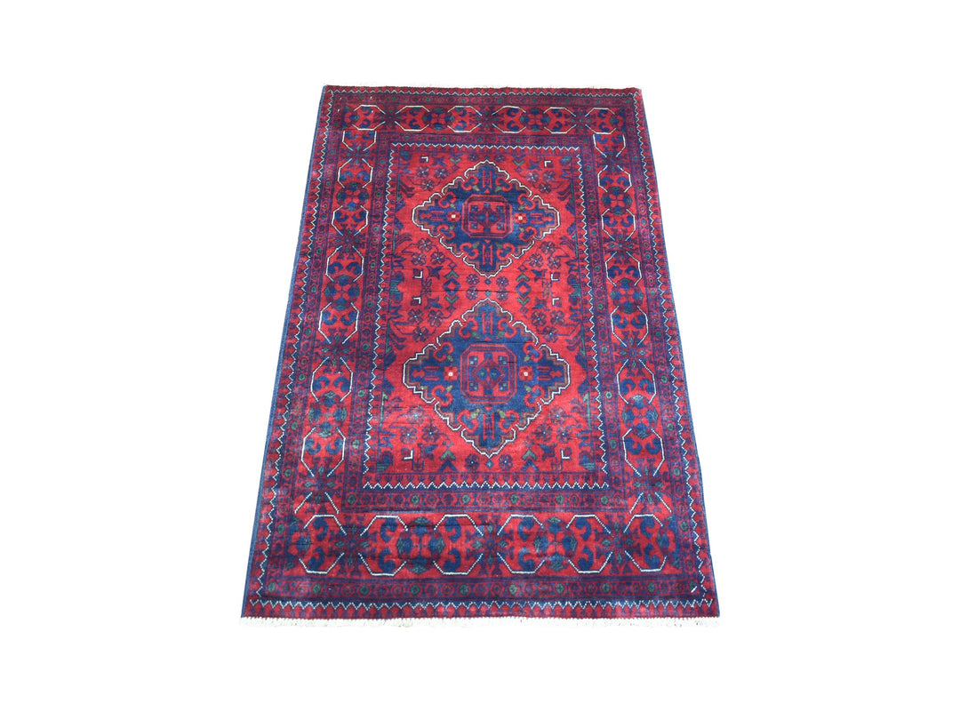 2'9" x 4'3" New Hand Knotted Red Wool Rectangle Oriental Rug - MOA10271780