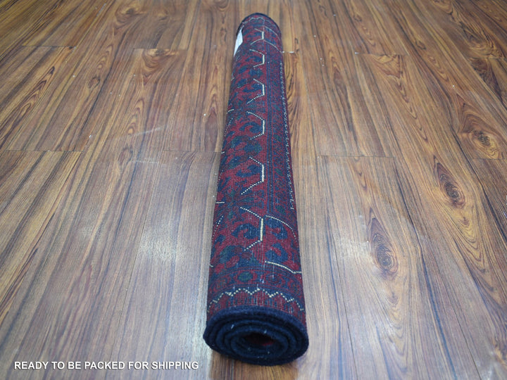 2'9" x 4'3" New Hand Knotted Red Wool Rectangle Oriental Rug - MOA10271780