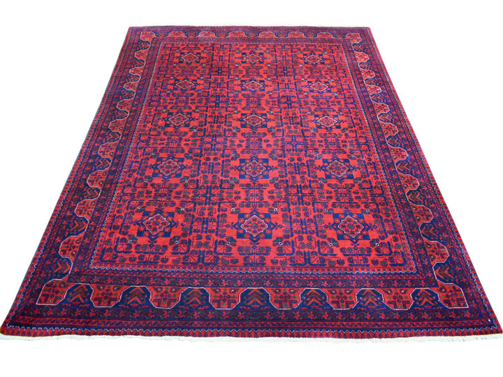 5'8" x 7'5" New Hand Knotted Red Wool Rectangle Oriental Rug - MOA10271787
