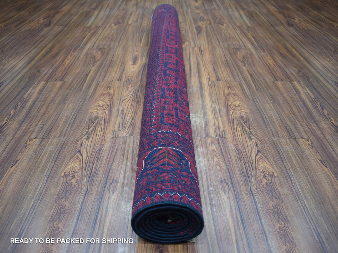 5'8" x 7'5" New Hand Knotted Red Wool Rectangle Oriental Rug - MOA10271787