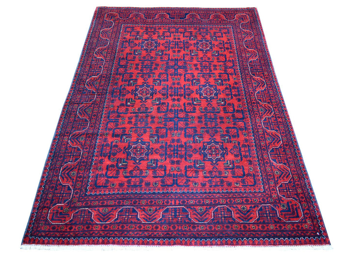 4'4" x 6'3" New Hand Knotted Red Wool Rectangle Oriental Rug - MOA10271798