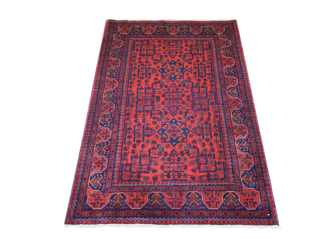 3'4" x 4'10" New Hand Knotted Red Wool Rectangle Oriental Rug - MOA10271803