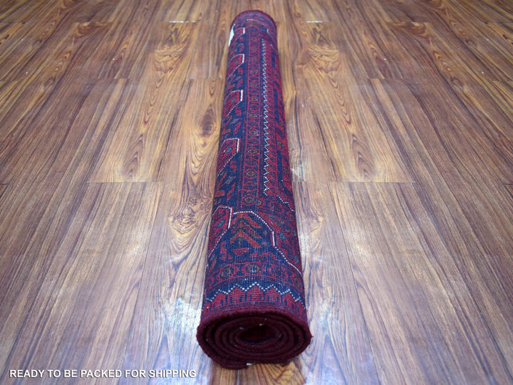 3'4" x 4'10" New Hand Knotted Red Wool Rectangle Oriental Rug - MOA10271803