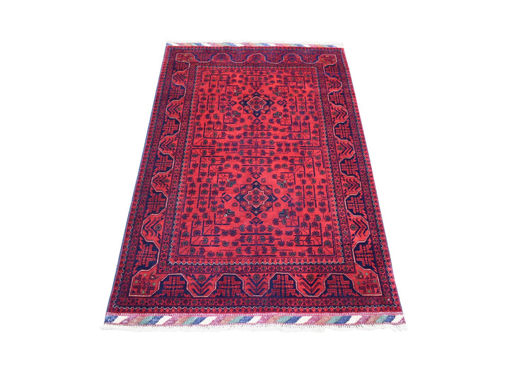 3'4" x 4'10" New Hand Knotted Red Wool Rectangle Oriental Rug - MOA10271804