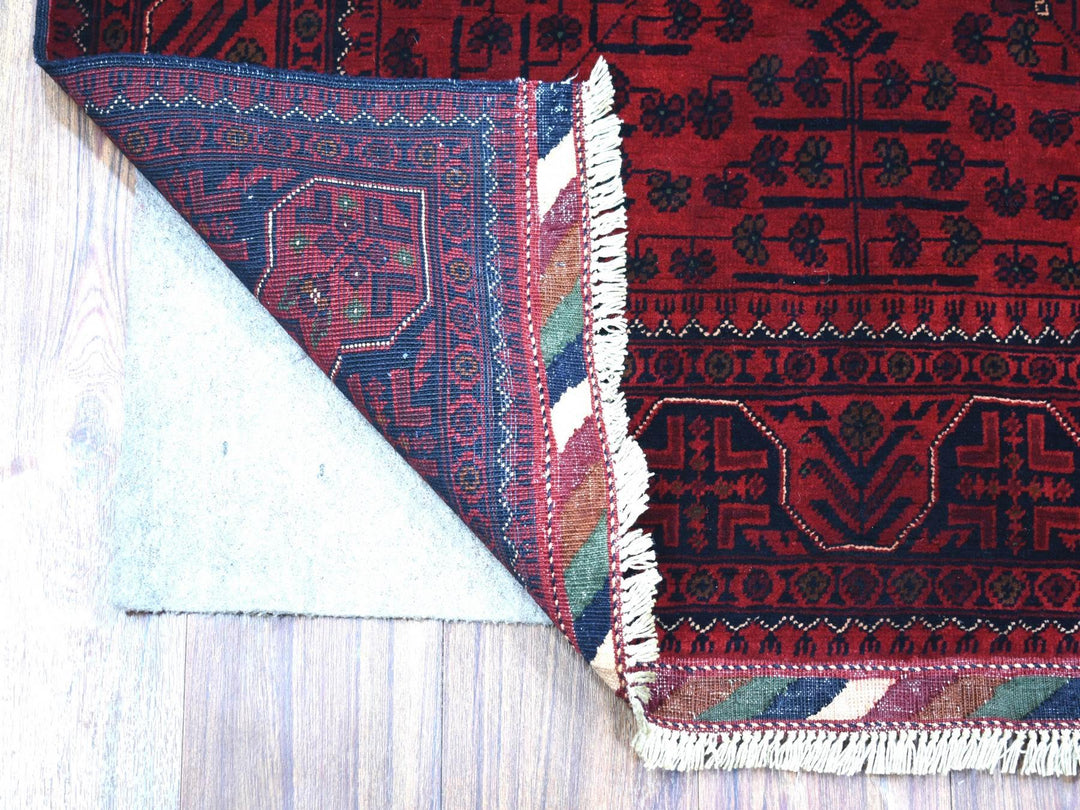 3'4" x 4'10" New Hand Knotted Red Wool Rectangle Oriental Rug - MOA10271804