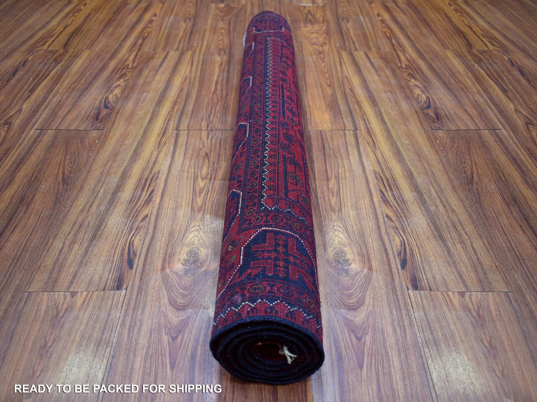 3'4" x 4'10" New Hand Knotted Red Wool Rectangle Oriental Rug - MOA10271804
