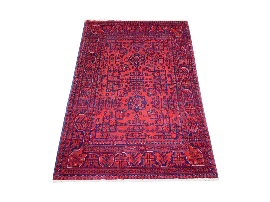 3'2" x 4'8" New Hand Knotted Red Wool Rectangle Oriental Rug - MOA10271807