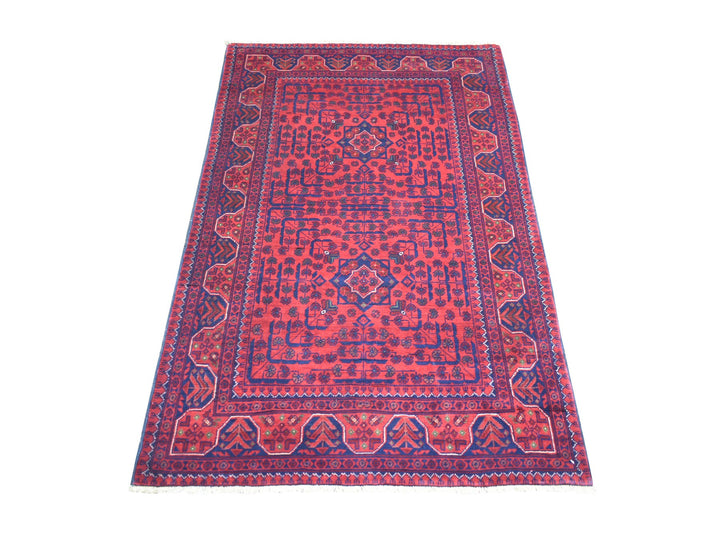 3'3" x 5'0" New Hand Knotted Red Wool Rectangle Oriental Rug - MOA10271808
