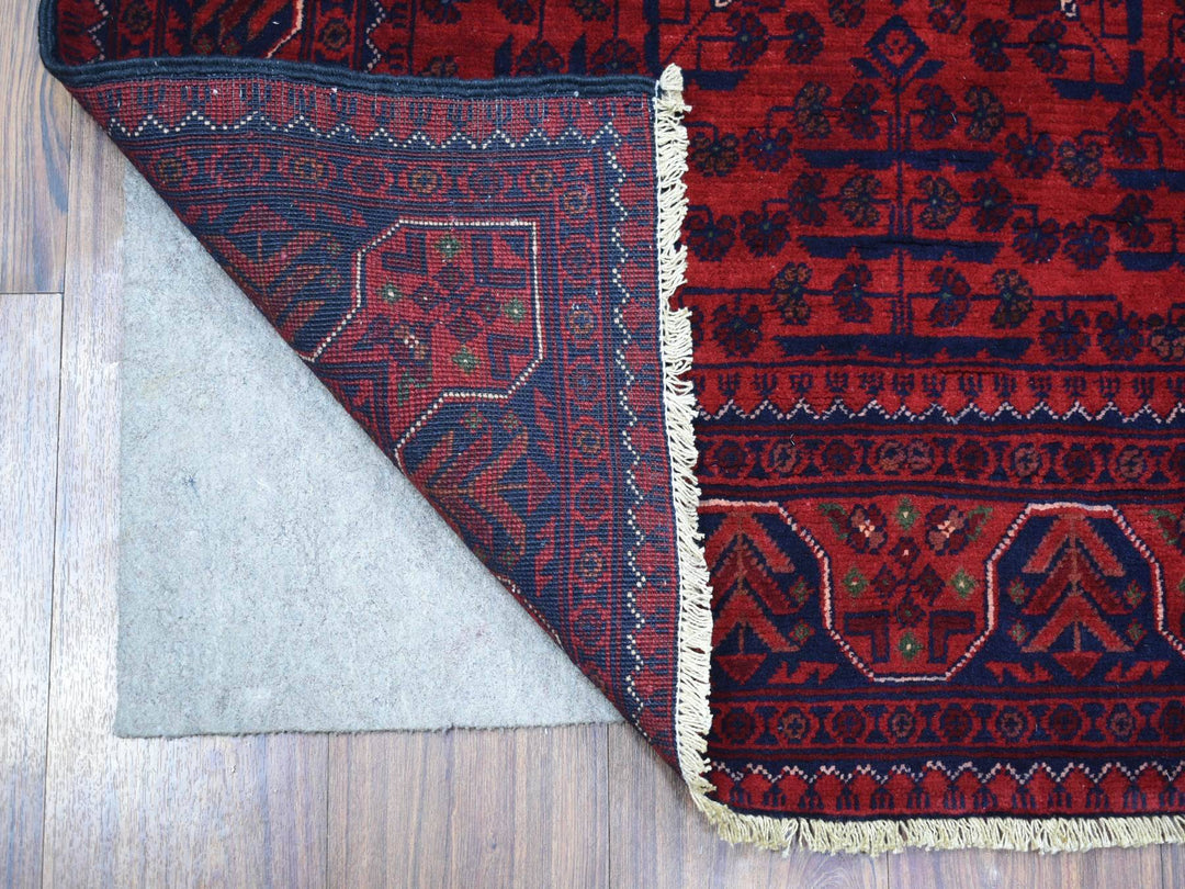 3'3" x 5'0" New Hand Knotted Red Wool Rectangle Oriental Rug - MOA10271808