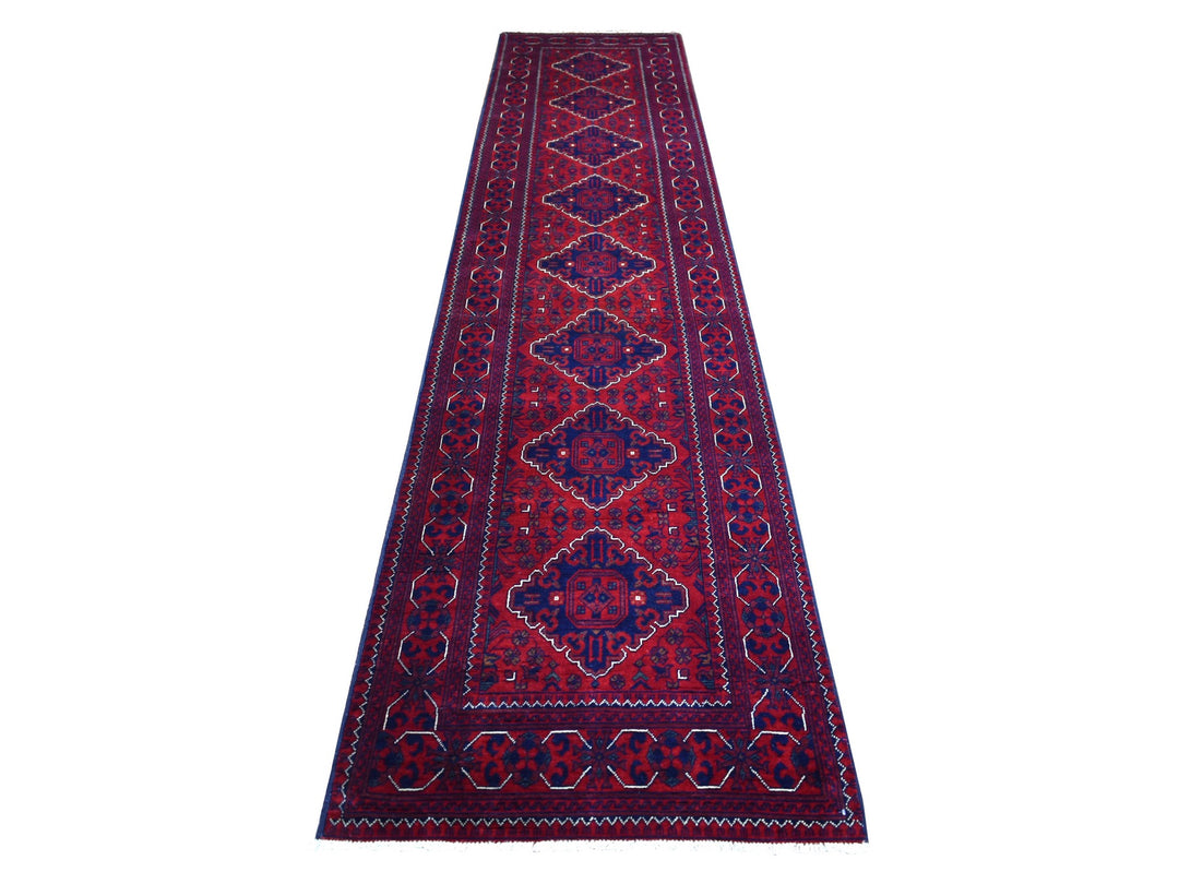 2'9" x 12'10" New Hand Knotted Red Wool Runner Oriental Rug - MOA10271812