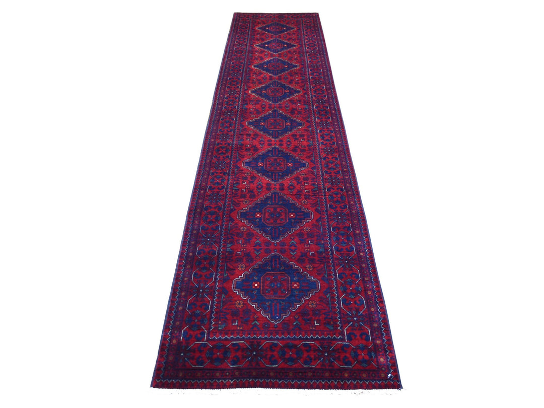 2'8" x 12'6" New Hand Knotted Red Wool Runner Oriental Rug - MOA10271814