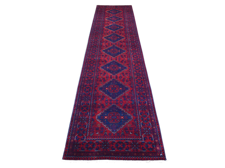 2'8" x 12'6" New Hand Knotted Red Wool Runner Oriental Rug - MOA10271814
