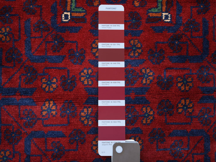 2'8" x 12'9" New Hand Knotted Red Wool Runner Oriental Rug - MOA10271815