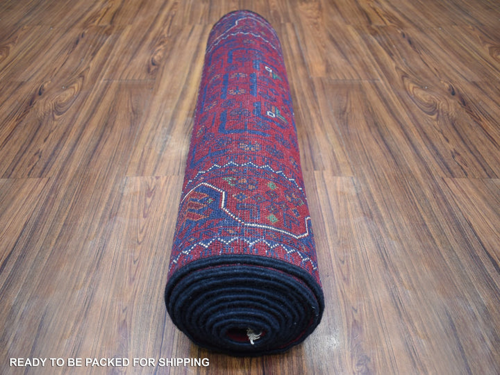 2'8" x 12'9" New Hand Knotted Red Wool Runner Oriental Rug - MOA10271815